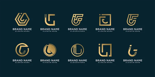 Conjunto Colección Logotipos Con Letra Inicial Para Empresa Con Concepto — Vector de stock