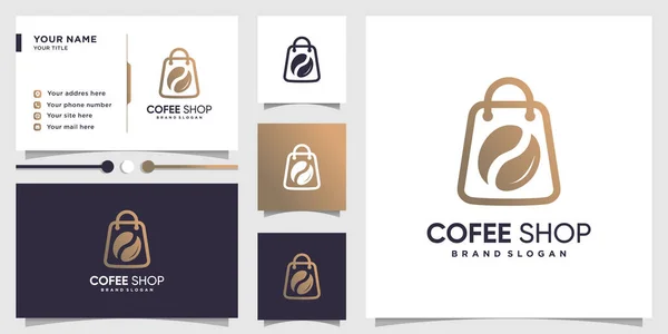 Logotipo Café Com Conceito Loja Arte Linha Design Cartão Visita — Vetor de Stock