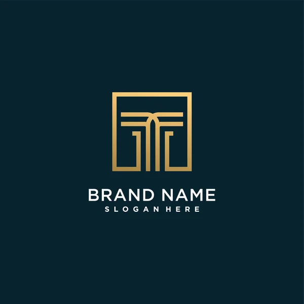 Letter Logo Met Gouden Creatief Concept Voor Bedrijf Persoon Premium — Stockvector