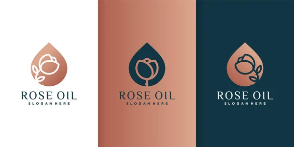 Set Van Rose Olie Logo Sjabloon Met Verschillende Unieke Concept — Stockvector