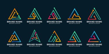 Modern gradyan biçimi olan üçgen logo koleksiyonu