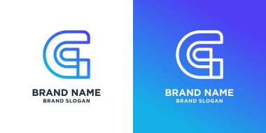 G harfi logo şablonu modern eşsiz çizgi sanat konsepti teknolojisiyle