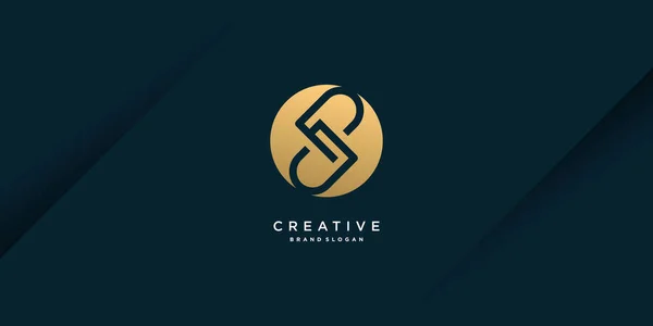 Letra Logo Con Moderno Concepto Oro Único Para Inicial Empresa — Vector de stock