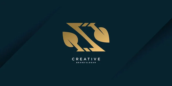 Lettera Logo Creativo Unico Concetto Oro Prima Azienda Parte — Vettoriale Stock