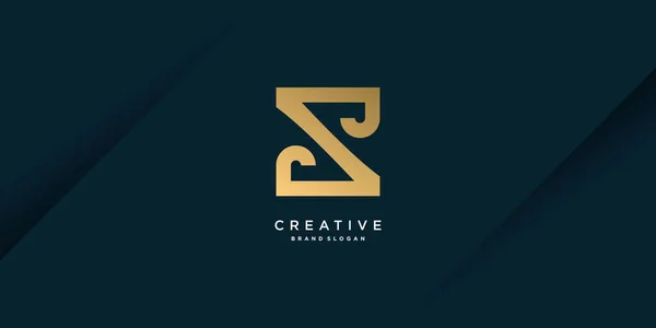Buchstabe Logo Mit Kreativen Einzigartigen Goldenen Konzept Für Initiale Oder — Stockvektor