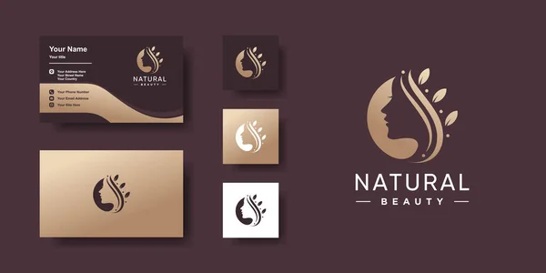 自然美的标志模板为女性和名片设计创意载体 — 图库矢量图片