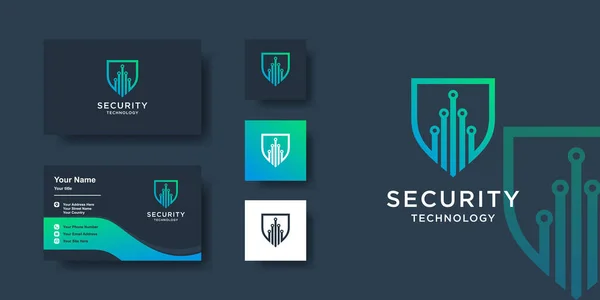 Plantilla Logotipo Seguridad Con Diseño Moderno Escudo Creativo Tarjeta Visita — Vector de stock