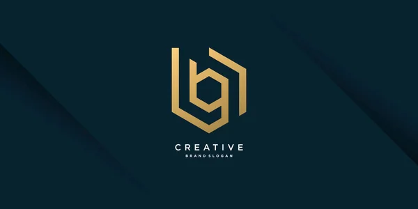 Logo Créatif Doré Avec Initial Unique Lettre Premium Vector Partie — Image vectorielle