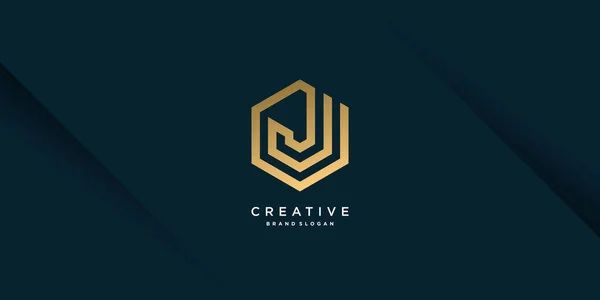 Modèle Logo Lettre Doré Avec Concept Créatif Style Moderne Unique — Image vectorielle