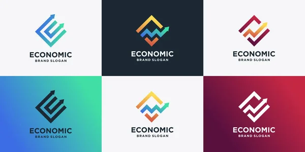 Benzersiz ok konseptine sahip ekonomik logo koleksiyonu