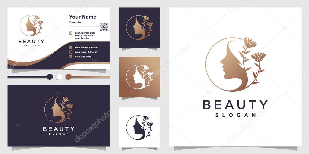 Beauty logo template with creative concept Premium Vector