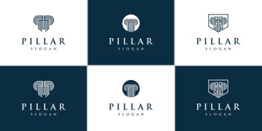 Yaratıcı çizgi sanat konseptiyle sütun logosu şablonu