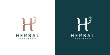 Modern konsept, sağlık ve kaplıca içeren bitkisel logo şablonu, bölüm 1