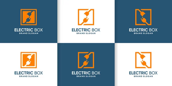 Elektrische Logo Kollektion Mit Box Konzept Premium Vector — Stockvektor
