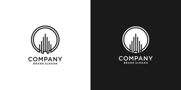 Logotipo Edificio Con Concepto Arte Línea Creativa Simple Bienes Raíces — Vector de stock