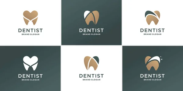 Ensemble Logo Dentiste Abstrait Avec Concept Éléments Créatifs Différents Premium — Image vectorielle
