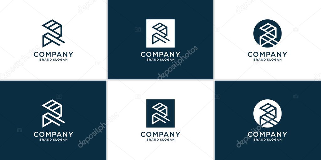 Letter R logo collection with creative modern style Premium Vector