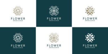Yaratıcı stil Premium Vektörü olan çiçek logosu koleksiyonu