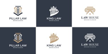 Eşsiz stil Premium Vektörü ile Law logo ögesi kümesi