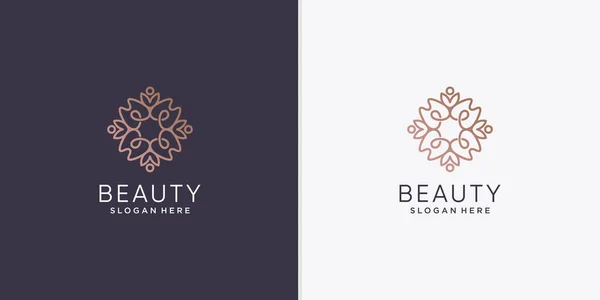 Logo Fleur Abstraite Beauté Avec Ligne Créative Art Style Vecteur — Image vectorielle