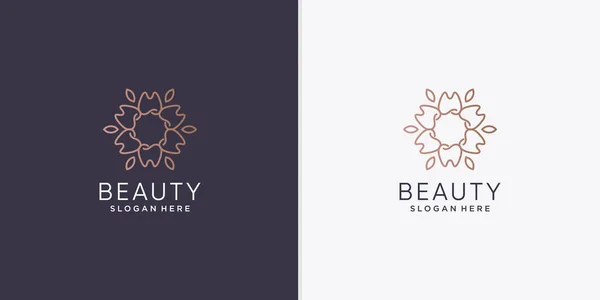 Belleza Flor Abstracta Logotipo Con Línea Creativa Arte Estilo Vector — Vector de stock