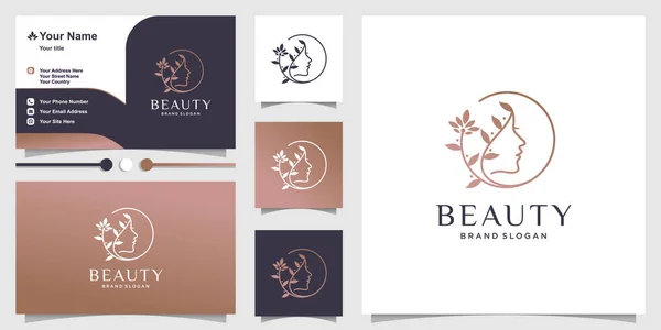 Plantilla Logotipo Belleza Para Mujer Con Concepto Creativo Línea Arte — Vector de stock