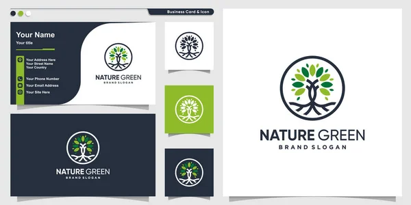 Logotipo Natureza Abstrato Com Estilo Moderno Premium Vector — Vetor de Stock