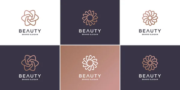 Коллекция Логотипов Beauty Flower Минималистской Концепцией Premium Vector — стоковый вектор