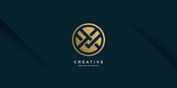 Letter Logo Design Template Met Gouden Lijn Kunst Concept Premium — Stockvector