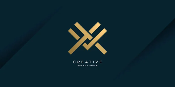 Letter Logo Design Sjabloon Met Gouden Lijn Kunst Concept Premium — Stockvector