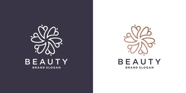 Logo Fleur Beauté Abstrait Avec Concept Ligne Premium Vector Partie — Image vectorielle