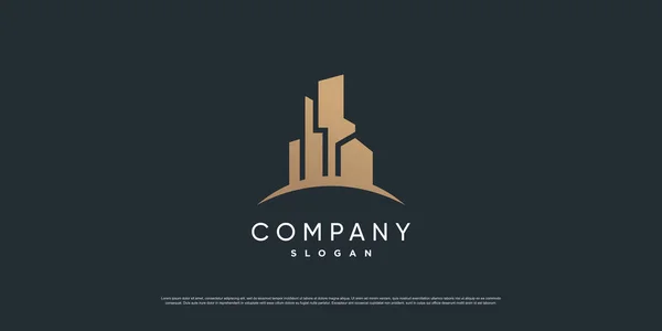 Logotipo Construção Com Estilo Dourado Linha Premium Vector Parte — Vetor de Stock