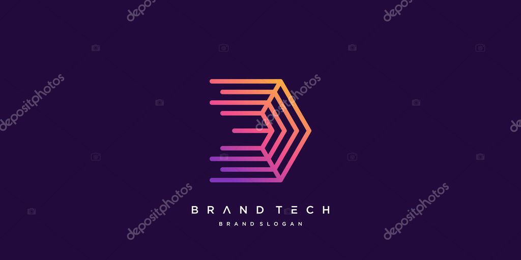 Letter D logo template for techonology company Premium Vector part 4