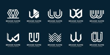 Yaratıcı soyut element Premium Vektörü olan W harfi logo koleksiyonu