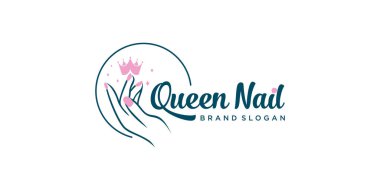 Modern eşsiz stil Premium Vektör ile Kraliçe tırnak vektör logo tasarımı