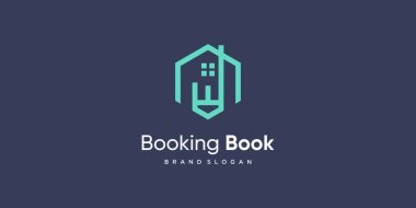 Modern konseptle kitap logosu dizaynı rezervasyonu