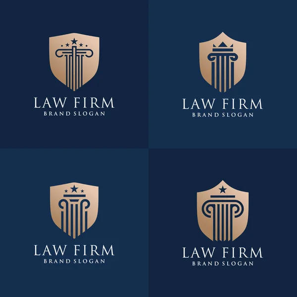 Law Sköld Logotyp Samling Med Fräsch Stil Premium Vector — Stock vektor