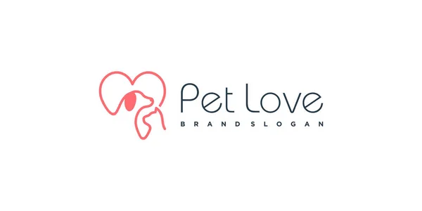Pet Love Logo Design Mit Kreativem Elementkonzept Premium Vector — Stockvektor