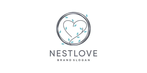 Love Logo Design Vektor Mit Kreativem Nestkonzept — Stockvektor