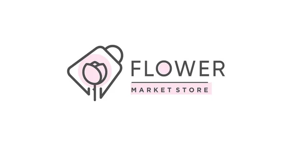 Design Logotipo Loja Beleza Com Conceito Flor Saco —  Vetores de Stock
