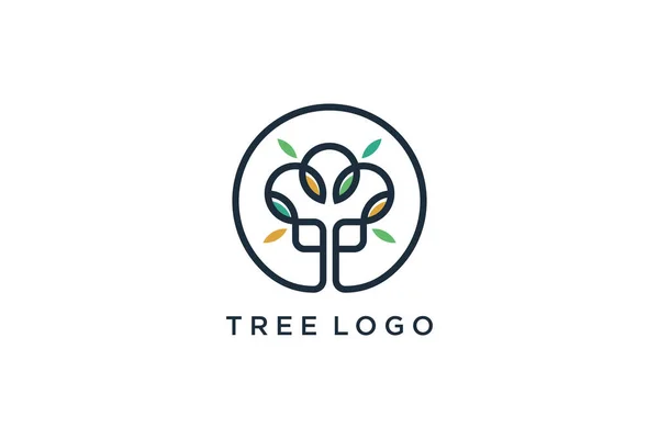 Σχεδιασμός Λογότυπου Δέντρου Σύγχρονη Δημιουργική Έννοια — Διανυσματικό Αρχείο