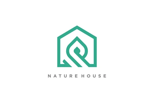 自然をコンセプトにしたハウスロゴデザイン — ストックベクタ