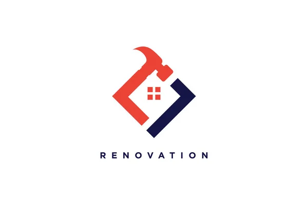 Design Del Logo Della Casa Con Concetto Ristrutturazione — Vettoriale Stock