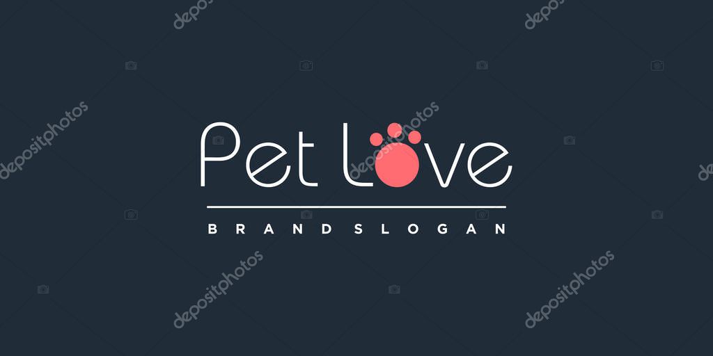 Pet love logo design with creative element concept Premium Vector