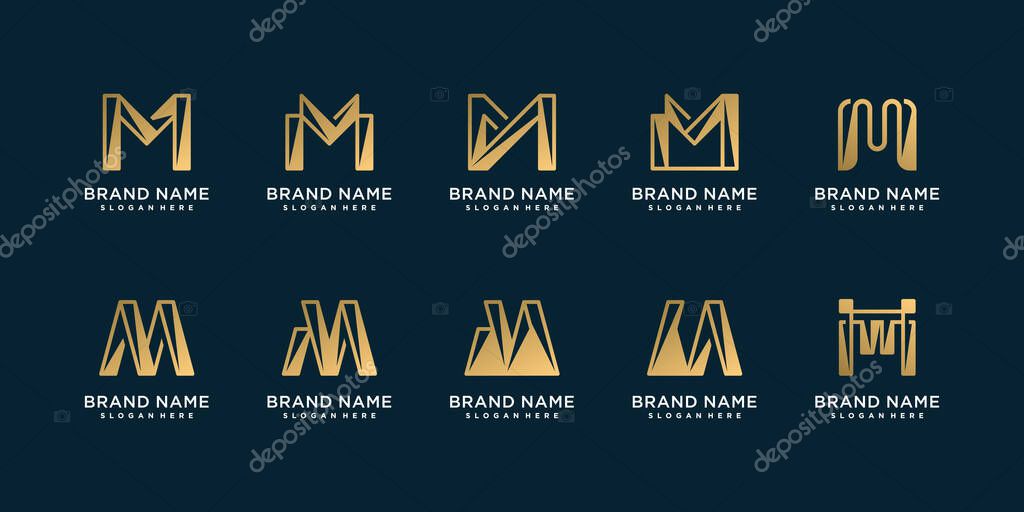 Letter M logo collection with creative design Premium Vector