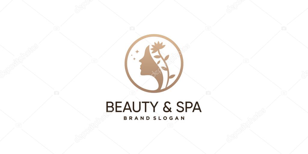 Beauty logo design with creative abstract concept Premium Vector