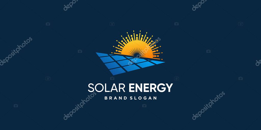 Solar logo design with modern creative concept Premium Vector