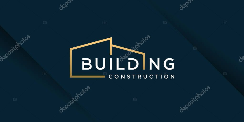 Buildng logo design with simple and creative concept