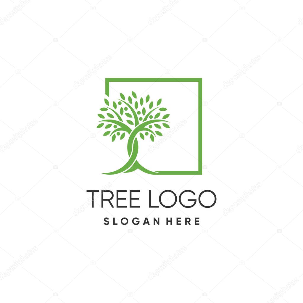 Tree logo design vector with unique abstract style