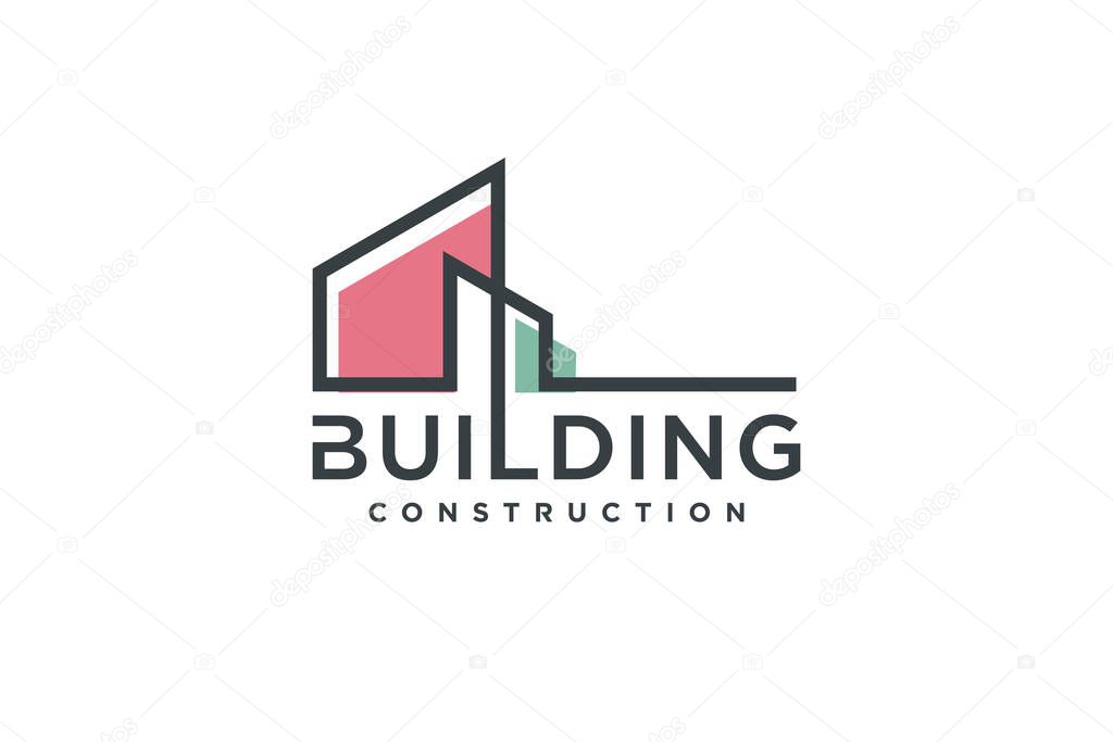 Building logo design with modern minimalist concept